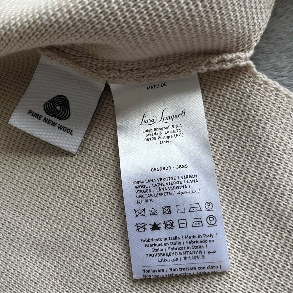 Luisa Spagnoli Wool Knit Sweater Vest Beige Size Large - Picture 4 of 8